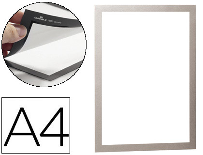 2 marco porta anuncios Durable magnéticos A4 plata dorso adhesivo removible